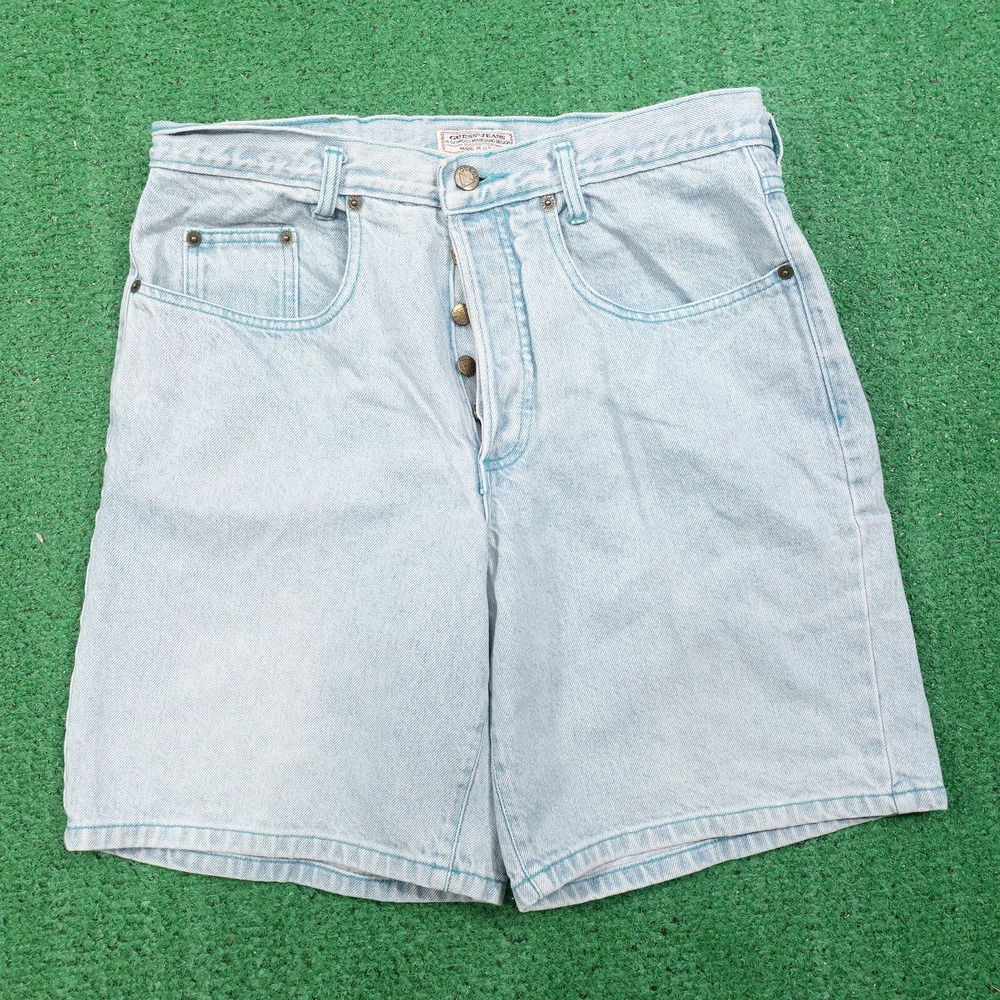VINTAGE GUESS JEANS USA MADE DENIM JEAN SHORTS JORTS WOMENS SZ 3‎ BUTTON FLY